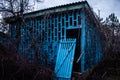 Ruined blue house for rest on the sea of Ã¢â¬â¹Ã¢â¬â¹blue color. The spa business failed